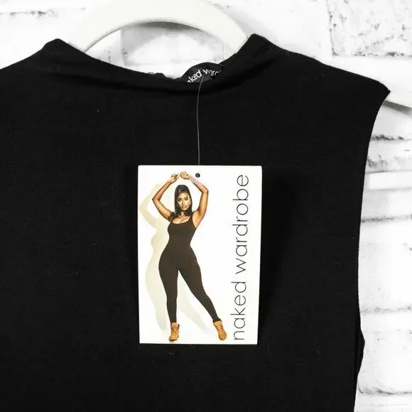 Naked Wardrobe Black NW Sleeveless Crew Neck Full Length Jumpsuit Women Small